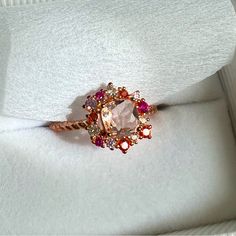 Nwot Lab-Created Morganite And Gemstone Dinner Ring Size: 8.25 14ct Rose Gold Over Sterling Silver David Yurman Style Band Rose Gold Multi-stone Cubic Zirconia Ring, Rose Gold Multi-stone Promise Ring, Heirloom Multi-stone Rose Gold Jewelry, Heirloom Rose Gold Multi-stone Jewelry, Sterling Silver Rose Gold Multi-stone Jewelry, Rose Gold Multi-stone Sterling Silver Jewelry, Cluster Rose Gold Ring With Gemstone, Rose Gold Cluster Gemstone Ring, Rose Gold Cluster Ring Gift