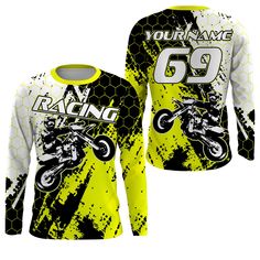 a yellow and black shirt with the words racing on it