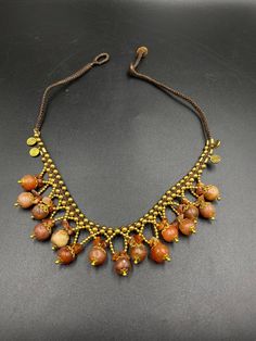 The Beautiful Hand Made Knotted Brass and Old Antique Indo Tibetan Carnelian Beads Necklace Very Beautiful Hand Made Necklace Fast and Free Shipping World Wide Green Jasper, Jasper Necklace, Jewelry Hand, Carnelian Beads, Old Antiques, Beads Necklace, Agate Beads, Gold Beads, Beautiful Hand