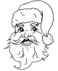 santa claus's face is shown in this black and white drawing, which has been drawn