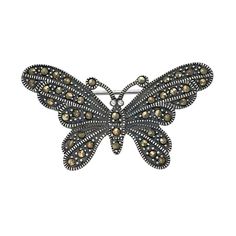 Featuring a butterfly motif covered in marcasite stones and milgrain details, this pin accessorizes your outfit with delightful design.PIN DETAILS Length: 1.62 in. Metal: sterling silver  Size: One Size. Color: Grey. Gender: female. Age Group: adult. Hammered Silver Jewelry, Butterfly Motif, Marcasite Jewelry, Silver Jewelry Box, Cleaning Silver Jewelry, Butterfly Pin, Egyptian Jewelry, Jewelry Post, Sterling Silver Marcasite