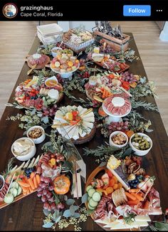 a long table filled with lots of food