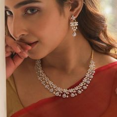 Buy Zaina Necklace Set I Nakshatra CZ Necklace Set | Tarinika Stone Necklace Set, Diamond Necklace Designs, Indian Jewelry Sets, Diamond Necklace Set, Diamond Jewelry Necklace, Diamond Jewelry Designs, Gold Jewelry Simple, Gold Fashion Necklace, Cz Necklace