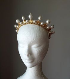 Diy Crowns, Bridal Pearl Headband, Tiara Gold, Pearl Crown, Pearl Bridal Headband, Pearl Headpiece, Pearl Tiara, Gold Tiara, Crown Bridal