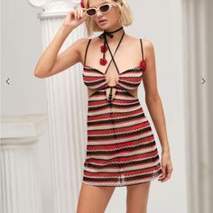 For Love And Lemons Cover Up. Too Small On Me But I Bought It Final Sale! Red Flirty Mini Dress For The Beach, Flirty Red Mini Dress For The Beach, Red Flirty Mini Dress For Beach, Flirty Red Mini Dress For Beach, Red V-neck Mini Dress For Beach Season, Fitted Red Mini Dress For Beach Season, Red Flirty Dress For Vacation, Chic Red Mini Dress For Vacation, Red Summer Mini Dress For Beach Season