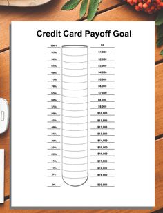 a credit card payoff goal on top of a table