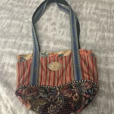 Vintage Makenzie Childs Tote Bag. Like New Condition. Tapestry Fabric On Bottom. Many Pockets. Gorgeous Prints. 10x15. Long Strap 16 In Height. Kids Totes, Bags Vintage, Tapestry Fabric, Fabric Tote, Green Brown, Green And Brown, Womens Tote Bags, Like New, Tapestry