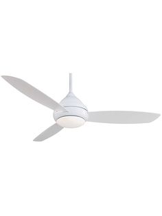 a white ceiling fan on a white wall