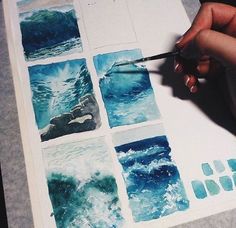 someone is painting pictures with watercolors on paper