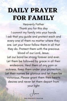 a poem with the words daily prayer for family