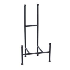 a black metal rack with two legs