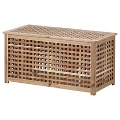 a wooden box with lattice design on it