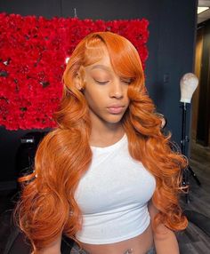 Process and shipping time 10-14 days. Shipping: Royal Mail - Sig Next day delivery  Colour: Orange   Texture: Body Wave Lace: Thin Transparent Lace  Density: 3 Bundles + Frontal  Hair Quality: Raw Human Hair Cap size: Medium / Average Size ( Can request bigger or smaller size) Side Part Ginger Wig, Ginger Side Part Wig, Ginger Orange Hair, Wigs Hairstyles, Colored Wigs, Body Wave Hair