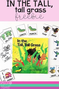 the book in the tall grass freebie with pictures of bugs and other animals on it