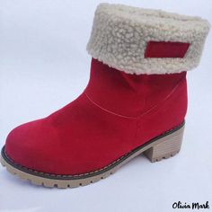 Olivia Mark - Winter Boots with Thick Heels and Dual Wear Options for Maximum Comfort and Warmth Silver Bridesmaid Shoes, Stylish Winter Boots, Leather Snow Boots, Rough Heels, Waterproof Snow Boots, Womens Chunky Heels, Winter Ankle Boots, Peep Toe Sandals, Casual Heels