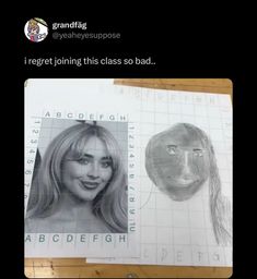 a drawing of a woman's face next to an image of a man's head