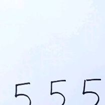 the number 555 is written in black on a white background with an airplane flying overhead