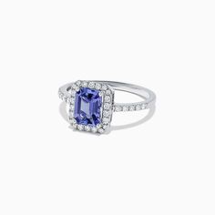 Effy Gemma 14K White Gold Tanzanite and Diamond Ring, 1.60 TCW Fine Jewelry Tanzanite Rings In Radiant Cut, Tanzanite Ring With Radiant Cut Center Stone, Radiant Cut Tanzanite Ring With Center Stone, Gia Certified Tanzanite Cushion Cut Ring, Gia Certified Cushion Cut Tanzanite Ring, Formal Tanzanite Rings With Halo Design, Gia Certified Baguette Cut Tanzanite Ring, Tanzanite Radiant Cut Ring For Anniversary, Tanzanite Gemstone Ring In Baguette Cut