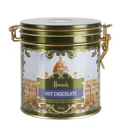 a large metal canister filled with hot chocolate