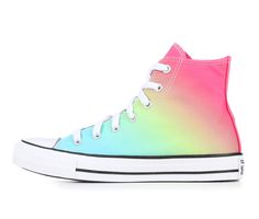 Step up your child's style game with the Converse Kid Chuck Taylor All Star Hi Ombre. These iconic sneakers feature a cool ombre design that transitions smoothly from one color to another, adding a fun and fashionable twist to any outfit. The high-top silhouette provides classic Converse flair, while the lace-up closure ensures a secure fit. Classic canvas for that timeless Chucks look and feel, Soft underfoot cushioning helps support comfortable play, Ombre-colored upper is bright and playful, Casual Pink Fade-resistant Sneakers, Pink High-top Sneakers For School, Pink Converse High-top Sneakers For Sports, Trendy Pink High-top Sneakers For Summer, Converse Multicolor High-top Sports Sneakers, Converse Multicolor High-top Sneakers For Sports, Pink Converse Sneakers For Sports, Pink High-top Fun Sneakers, Multicolor Converse Sneakers For School