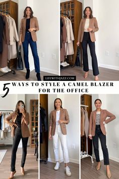 5 Business Casual Workwear Outfits with a Camel Blazer - LIFE WITH JAZZ Tan Blazer Outfits Women, Dressy Casual Outfits For Women, Tan Blazer Outfits, Camel Blazer Outfit, Blazer Outfits Women, Life With Jazz, Workwear Outfits, Casual Outfits For Women, Camel Blazer