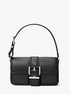 Colby Medium Leather Shoulder Bag | Michael Kors Michael Kors Bag Black, Colby, Leather Silver, Michael Kors Bag, Interior Details, Leather Shoulder Bag, Chic Style, Leather Bag, Dust Bag