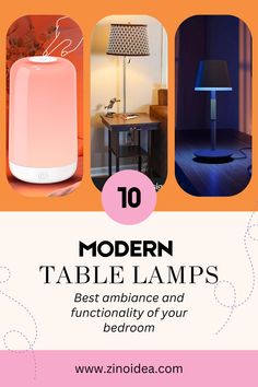 the top 10 modern table lamps that are also available in different colors and sizes, including pink