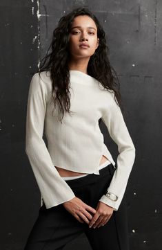 & Other Stories Boat Neck Top | Nordstrom Boat Neckline Top, Boatneck Blouse, Boat Neck Top, Asymmetric Dress, Textured Top, Boat Neck Tops, Boat Neckline, Bell Sleeve, Boat Neck