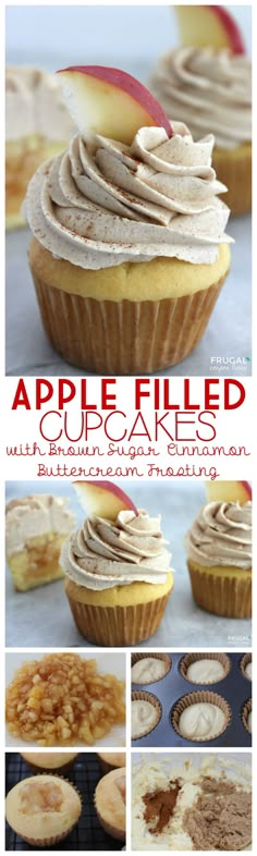 apple filled cupcakes with cinnamon sugar and cinnamon butter frosting are the perfect fall dessert