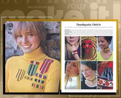 a magazine with pictures of women in sweaters and necklaces