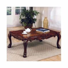 Dresden Coffee Table, Cherry Oak - BM148330 Traditional Coffee Table, Mirrored End Table, Oak Coffee Table, Acme Furniture, Wood End Tables, Solid Wood Table, Brown Coffee, Coffee Table Wayfair, Wooden Coffee Table