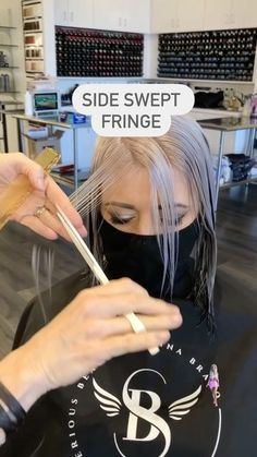 Diy Long Bangs Haircut, One Side Fringe, How To Trim Side Swept Bangs, Asymmetrical Bangs Fringes, Curtain Bangs Side Part Haircuts, Fringe Bangs Side Part, Side Part Fringe Bangs, Side Part With Curtain Bangs, Diy Side Bangs