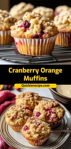 cranberry orange muffins on a cooling rack with the title above it