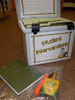 an open white box sitting on top of a floor next to school supplies and books