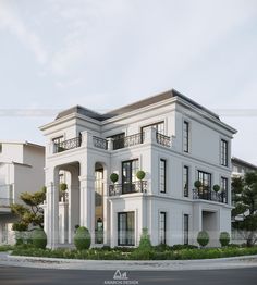 this is an artist's rendering of a large house with balconies and balconyes