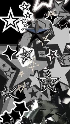 an abstract background with stars and circles in black, white and grey colors on the bottom right corner