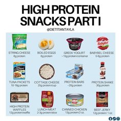 an advertisement for high protein snacks part 1 with pictures of the ingredients and instructions to make it