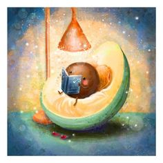 Anna Maria Świetlik-Horodecka on Instagram: "Weekend is soon ❤️🥑📚 I like this illustration for Autumn��… the season of longer evenings, relaxing under blankets, with tea and smell of a candle in the room… and chilling with BOOK 📖. I know that some of you have this illustration with you already as a card or poster! ❤️🥑 I am so happy that little avocado found its homes! 🏡 Thank you!🙏 #illustration #illustration_best #ilustracje #illustration_society #childrenbook #childrenbook_art #childrenboo Evening Illustration, Autumn Evening, Illustrators On Instagram, Transparent Stickers, Cute Illustration