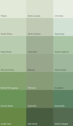 several shades of green and brown are shown in the same color scheme, each with different names