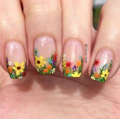 Palm Tree Nails, Tree Nails, Floral Nail Designs, Floral Nail, Colorful Nails, Flower Nail Designs, Her Nails, Floral Nail Art, Spring Nail Art