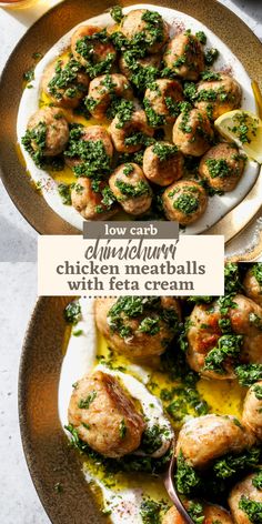 chicken meatballs with lettuce cream and lemon sauce