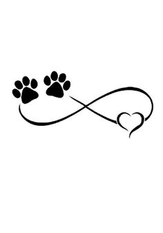 an animal's paw with a heart on it and the word love is written in black ink