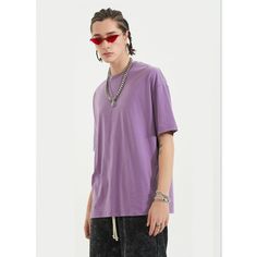 Loose Solid Dropped Shoulder Oversized Tee  Fabric: 100% Cotton  Style: Leisure, Oversized Size: S, M, L, XL, 2XL Color: White,  Gray, Dark Gray, Khaki, Yellow, Rose, Purple, Mint Green, Medium Blue, Lavender Purple, Dark-Blue, Brick Red, Bisque, Army Green, Apricot  Occasion: Outdoor, Daily,  Vacation Oversized Purple T-shirt For Summer, Casual Purple T-shirt For Everyday, Oversized Purple Tops For Streetwear, Purple Relaxed Fit Casual Top, Oversized Purple Top For Everyday, Loose Purple Tops For Everyday, Oversized Plain T-shirt For Summer, Oversized Purple T-shirt For Streetwear, Casual Plain Drop Shoulder Tops