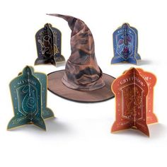 the harry potter hat is surrounded by other wizard's hats