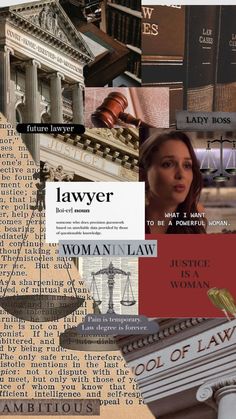 collage of law related images including justice, justice and women's rights in the united states