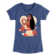 Disney Princess - Love Moana - Valentine's Day - Toddler And Youth Girls Short Sleeve Graphic T-Shirt - Celebrate the essence of Disney's Disney Princess with officially licensed apparel featuring unique designs crafted exclusively by Hybrid Apparel. Each piece brings beloved characters, iconic imagery, and memorable moments to life, offering Disney Princess fans a one-of-a-kind way to showcase their passion. Disney Character Print T-shirt For Disney Fan Events, Disney Character Print T-shirt For Fan Events, Disney Princess Moana, Princess Moana, All Disney Princesses, Disney Princess Cinderella, Hearts And Flowers, Love Graphic, Disney Moana