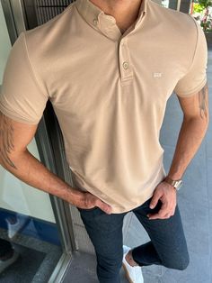 Collection : SPRING / SUMMER 22-23Color : Beige Material Content: % 55 cotton 45 polyester Available size: S-M- L -XL- XXL Polo Outfit Men, Polo Outfit, Beige Shirt, Summer 22, Slim Fit Polo, Polo Tees, Collar Tshirt, Men Style Tips, Street Style Inspiration