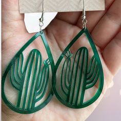 Original design, laser cut acrylic earrings on nickel free hooks. Green Hypoallergenic Novelty Earrings, Green Resin Fun Earrings, Vibrant Green Dangle Earrings, Cactus Earrings £6.00, Laser Cut Earrings Acrylics, Green Cactus, Glitter Acrylics, Laser Cut Acrylic, Cowgirl Hats