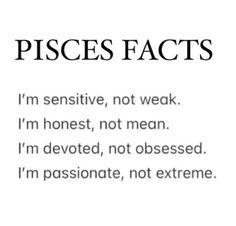 the words pisces fact are written in black and white on a white background