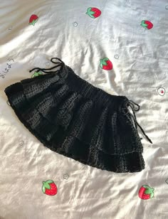 Black Ruffled Skirt 🖤crocheted by me<3 sizing and characteristics: - size medium - ruffled, layered, pleated skirt - 2 adjustable strings on each side of waist to tie - can wear in different styles - handmade - hand wash and lay flat to dry Crochet Ideas With Black Yarn, Crochet Clothes Black, Pleated Skirt Styling, Crochet Flowy Skirt, Crochet Concert Outfit, Crochet Tiered Skirt, Crochet Pleated Skirt, Black Crochet Ideas, Crochet Skirt￼